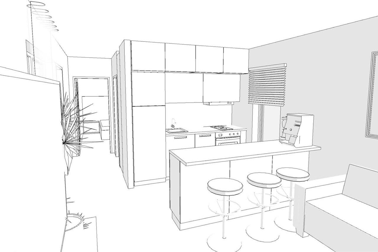 ADU kitchen render